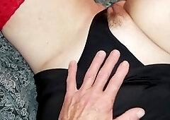 Sensual morning delight with lingerie lovers: Double dildo fun and tit fuck finish!