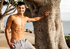 Muscular hottie Mateo jerking his dick in a solo vid