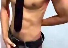 Jerking off in suit & tie