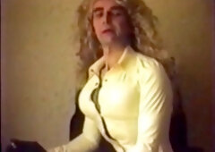 Sexy blonde enjoys using sex toys with stockings