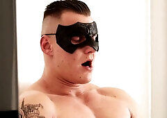 Maskurbate: Pornstar Luke wearing mask jerking uncut cock