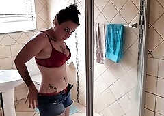 Taking off my clothes and taking a hot shower in front of the camera for you guys. Hope you guys enjoy my sexy, hot, wet body as I wash myself.