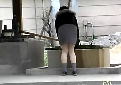 Innocent Asian in a cute skirt get and street sharked