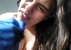 Blue Latex Glove Spit Juicy EBONY VIBRATOR TUGJOB Wicked BAWDY TALK Quarantine Pandemic Social Distance