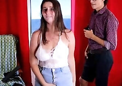 Pawn shop amateur babe in uniform needs cash