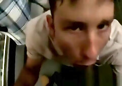 Exhibitionist gay sucks black cock in supermarket