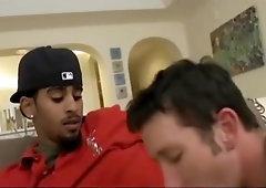 Horny black and white boys blowing each others cock