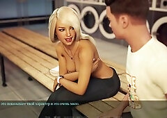 Hot blonde wife shows off her naked boobs in public