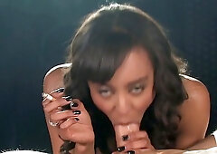 Brunette is smoking and sucking dick, because it feels so fucking good when she does it