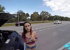 Naughty babe, Ashley Adams got fucked very hard, by a horny stranger, for lots of money