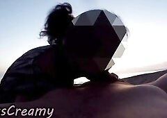 Shlong Flash – French Teacher mother I'd like to fuck gives an amateur beach oral on Maspalomas Stripped Beach to a stranger with a huge ejacul