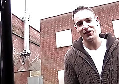 Sexy jock convinced to suck cocks in van