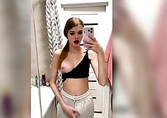 cute teen shemale teasing u with her giant bulge