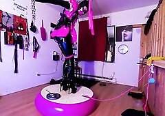 as the inflatable pool toy deflated left me hangin until the ice cubes in armbinder thong melted so I could get loose and try to get down...