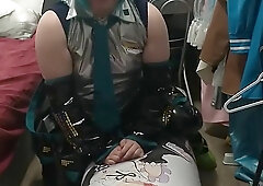 Sissy Vinyl Miku Costume Play Inflatable Cushion Romp Spunk Gobbling