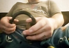 Jerking off till giant precum load