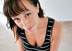 Sensual smiling brunette Alana Cruise looks insanely hot in the missionary pose