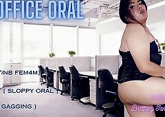 [HAWT AUDIO] Trans/NB Fem Employee gives sloppy head in the HR Office