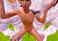 Double penetration cartoon, 3d monster double anal, fursuit