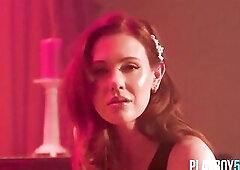 Mature but still hawt older redhead squeezes her large natural tits