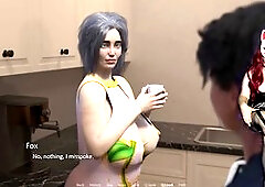 Busty babe in an upskirt shot with no panties showing off her natural curves