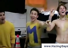 College guys playing strip beer pong