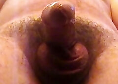 He's a chunky bald guy, but he loves to taste cum on his tongue